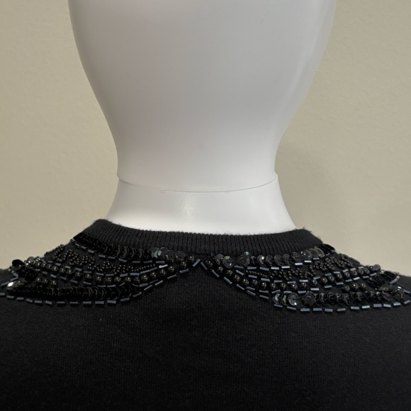 The Limited Sequin Beaded Embroidered Cardigan Size M Black Silk Cashmere Blend - Picture 6 of 12
